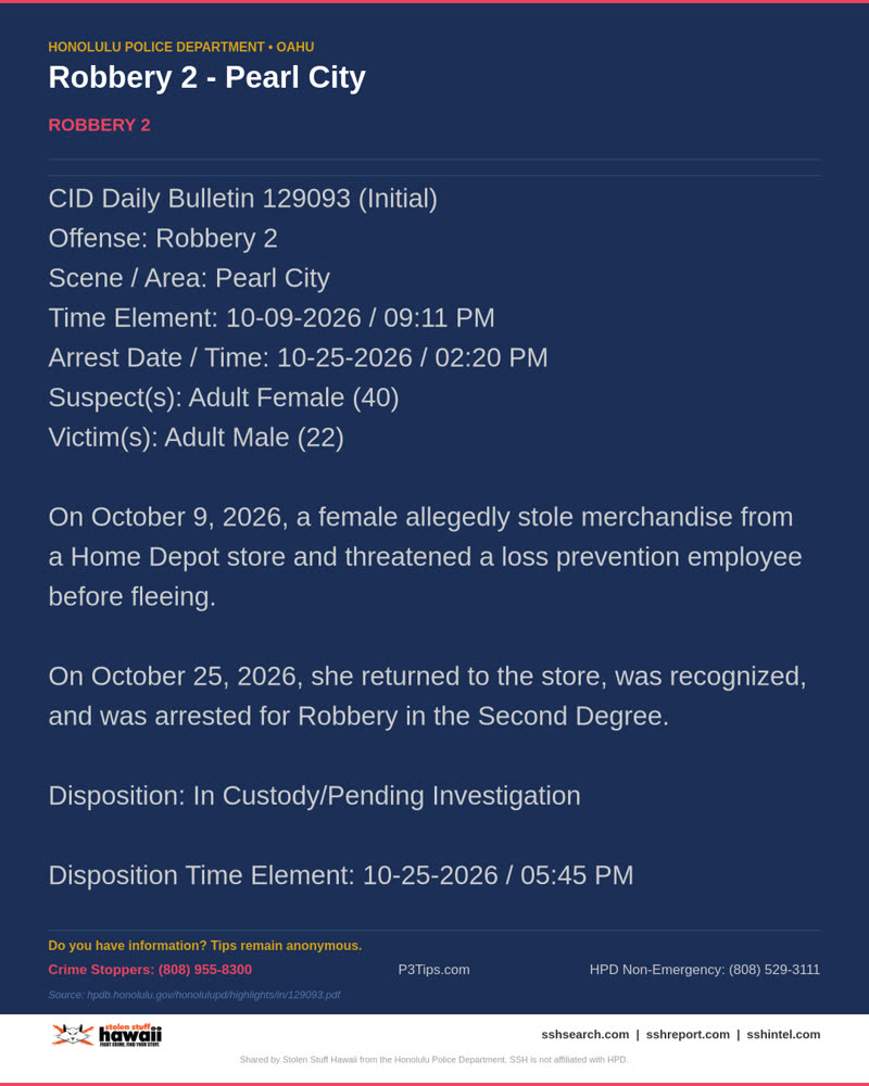 HPD OFFICIAL - Pearl City | SSH Search
