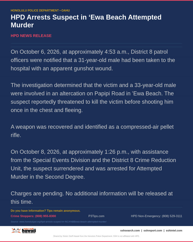 HPD OFFICIAL - Oahu | SSH Search
