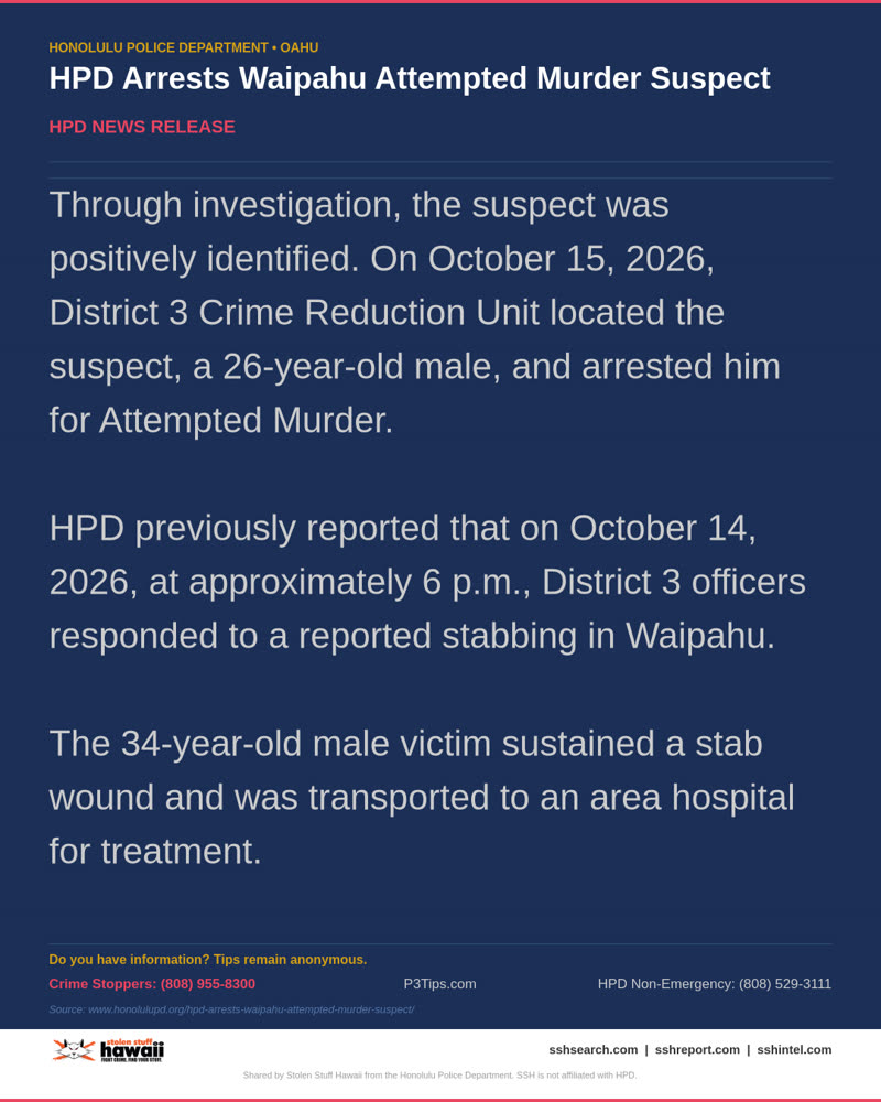 HPD OFFICIAL - Oahu | SSH Search