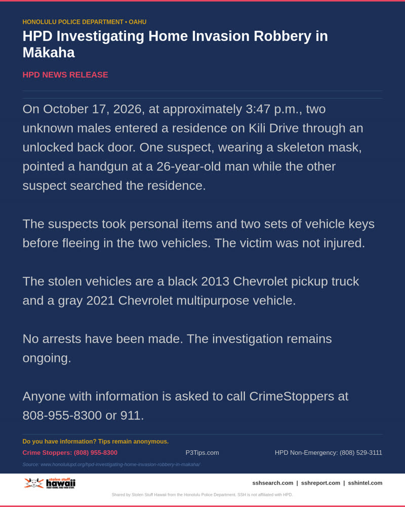 HPD OFFICIAL - Oahu | SSH Search