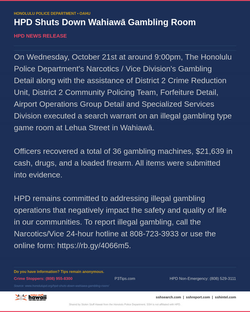 HPD OFFICIAL - Oahu | SSH Search
