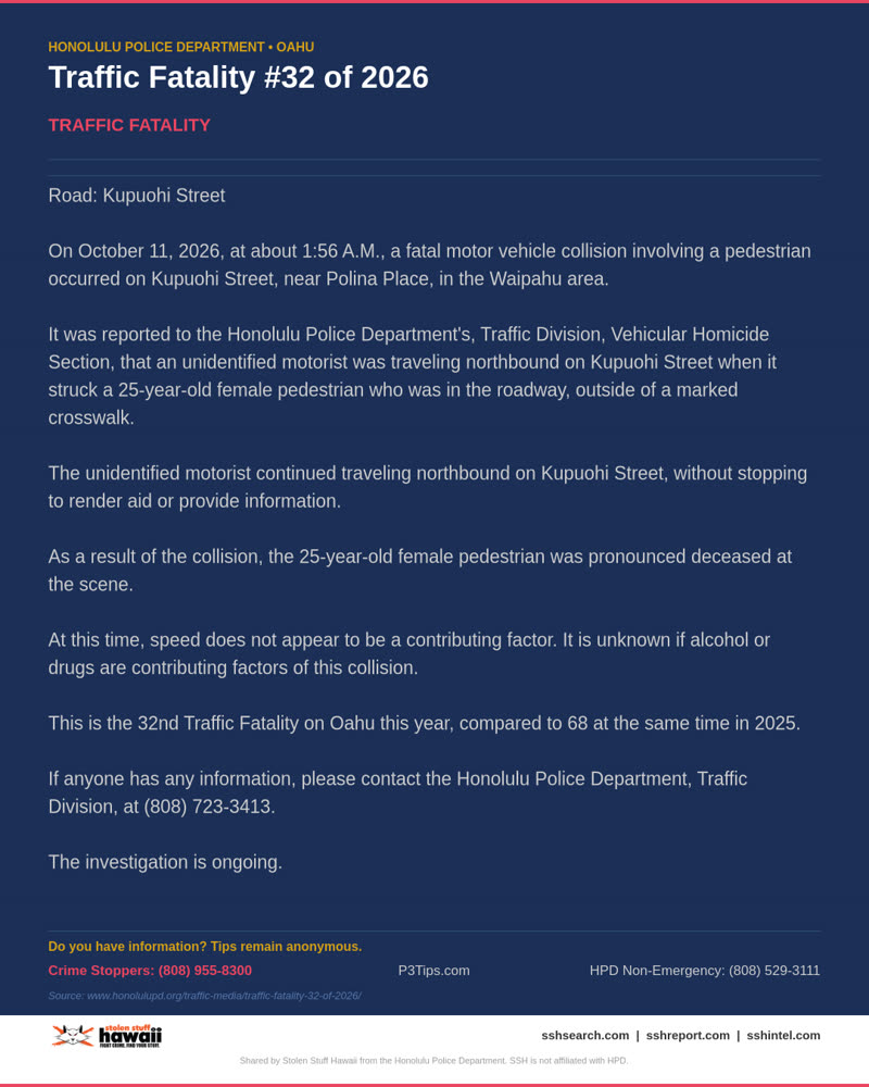 HPD OFFICIAL - Waipahu area | SSH Search