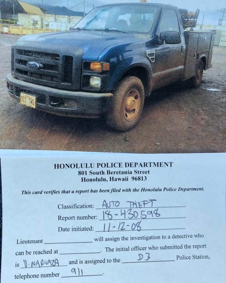 VEHICLE THEFT - Kapolei, Oahu | SSH Search