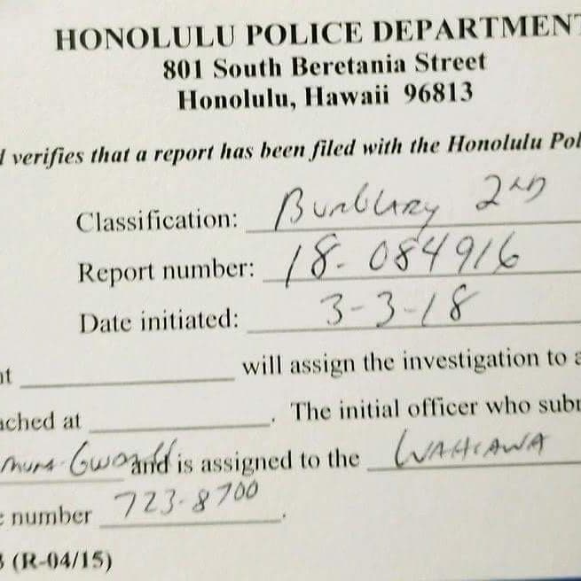 BURGLARY - Schofield Masonic Temple, Wilikina Drive, Wahiawa | SSH Search