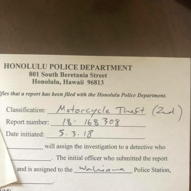 VEHICLE THEFT - Next to my front door, Hawaii Kai, Oahu | SSH Search