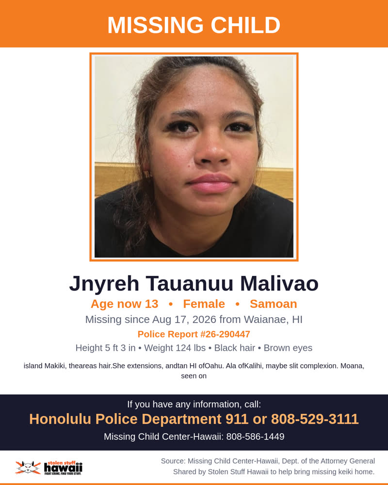 MISSING CHILD - Waianae, HI | SSH Search