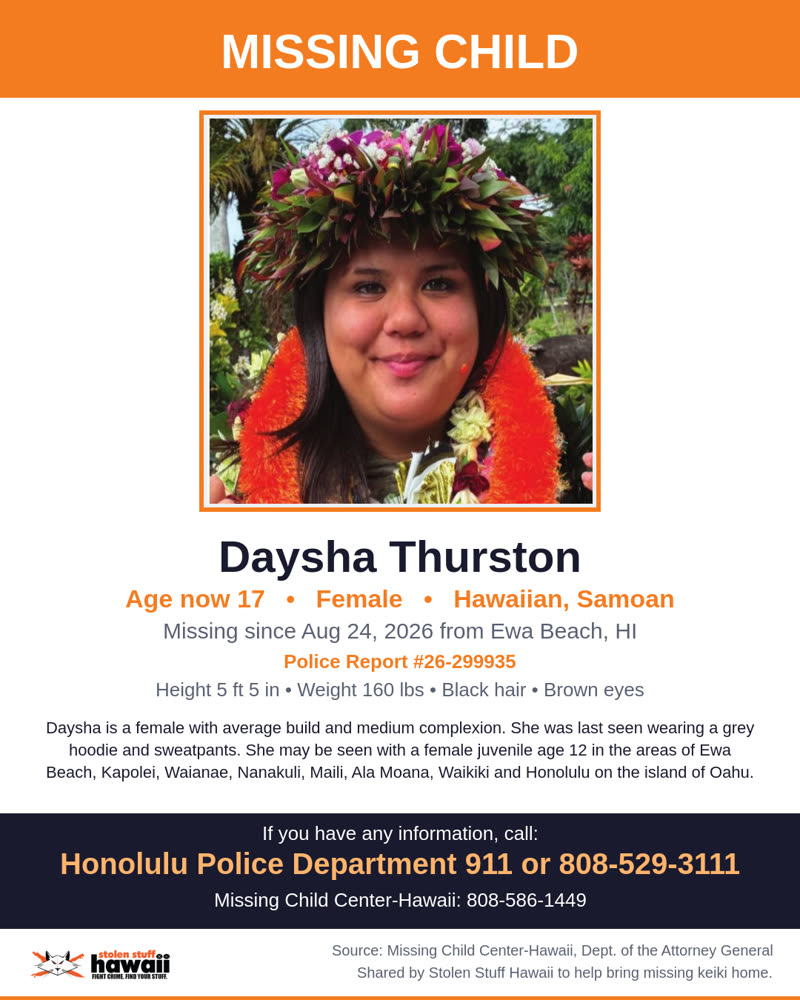 MISSING CHILD - Ewa Beach, HI | SSH Search