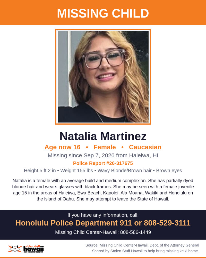 MISSING CHILD - Haleiwa, HI | SSH Search