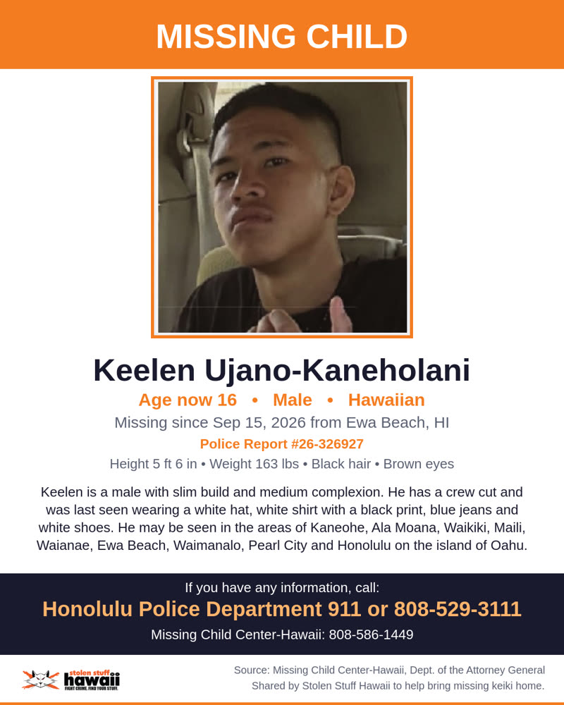 MISSING CHILD - Ewa Beach, HI | SSH Search