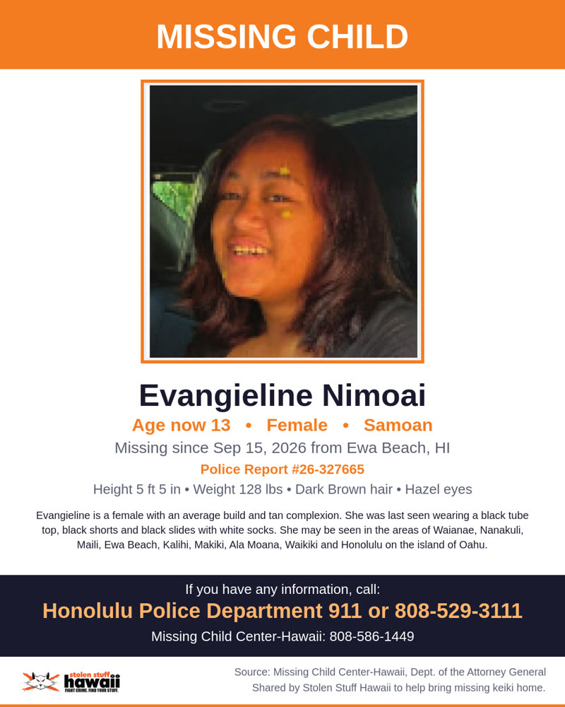 MISSING CHILD - Ewa Beach, HI | SSH Search
