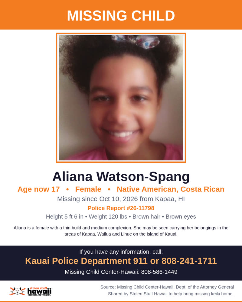 MISSING CHILD - Kapaa, HI | SSH Search
