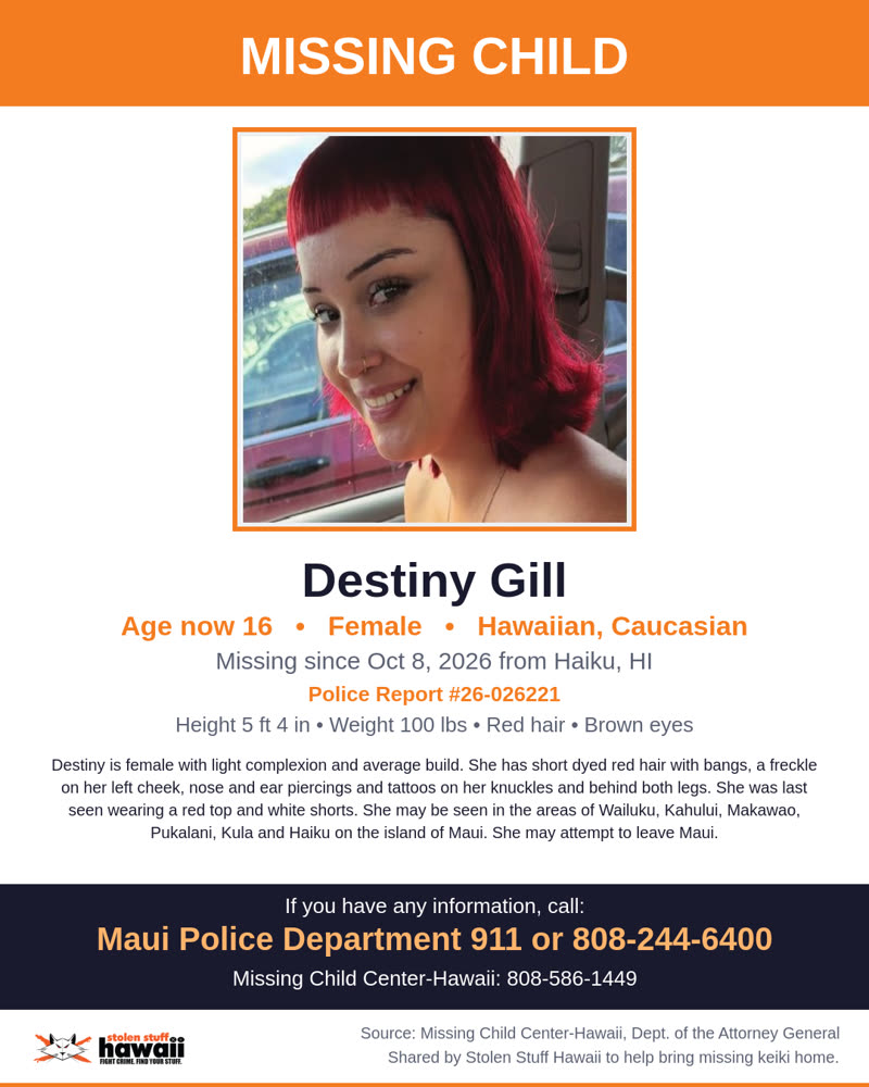 MISSING CHILD - Haiku, HI | SSH Search