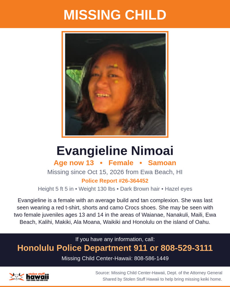 MISSING CHILD - Ewa Beach, HI | SSH Search