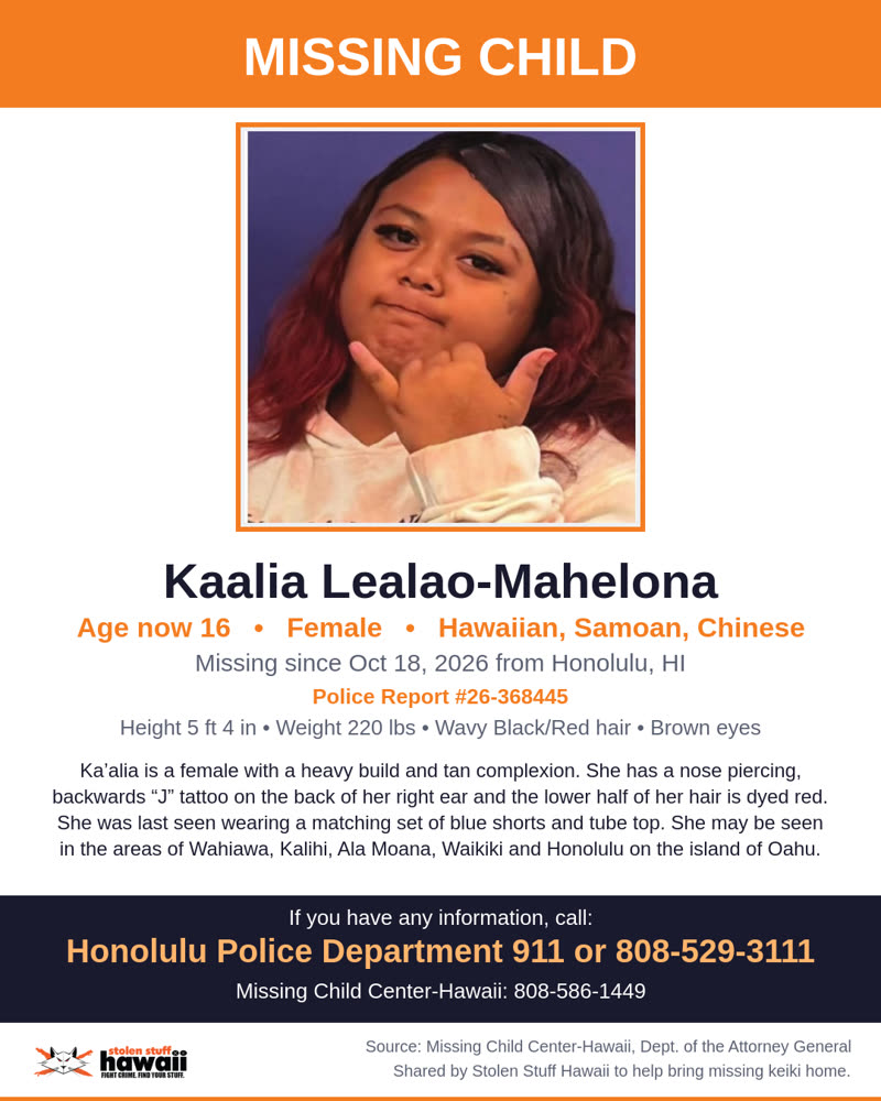 MISSING CHILD - Honolulu, HI | SSH Search