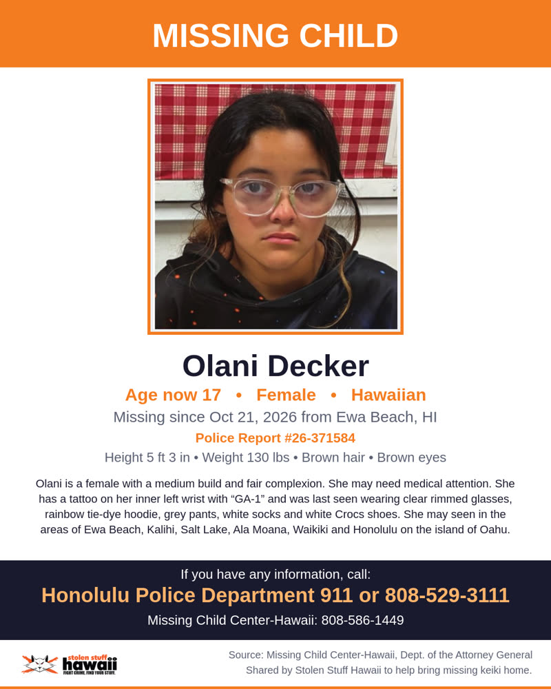 MISSING CHILD - Ewa Beach, HI | SSH Search
