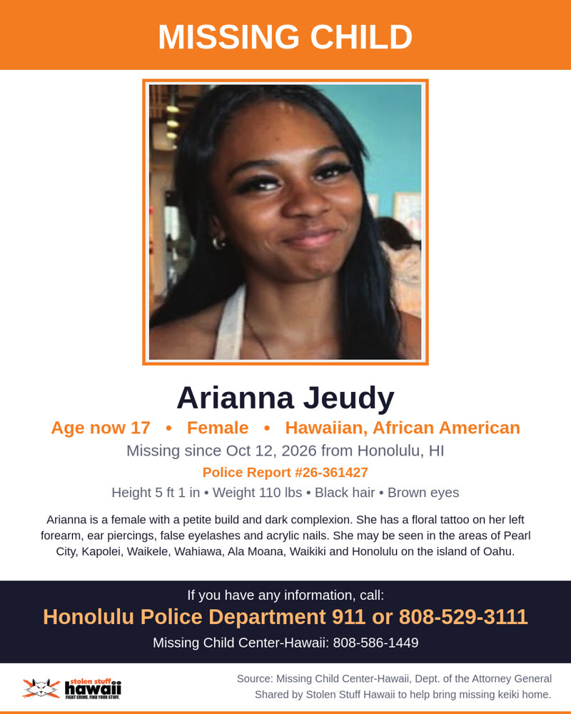 MISSING CHILD - Honolulu, HI | SSH Search