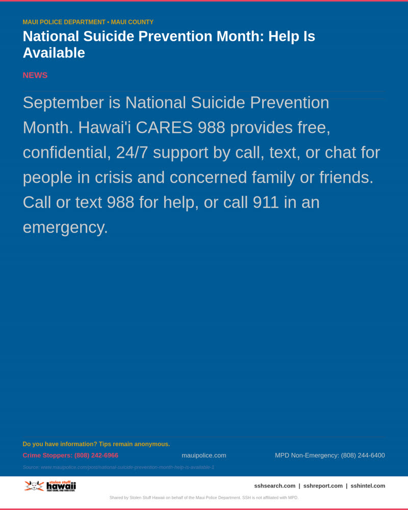 MPD OFFICIAL - Maui County | SSH Search