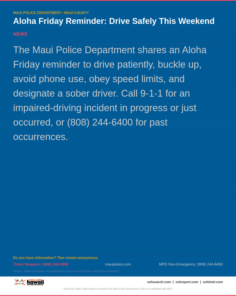 MPD OFFICIAL - Maui County | SSH Search