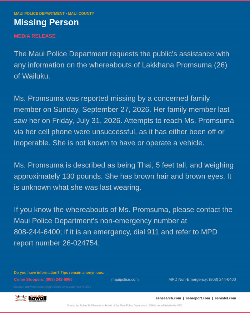 MPD OFFICIAL - Maui County | SSH Search