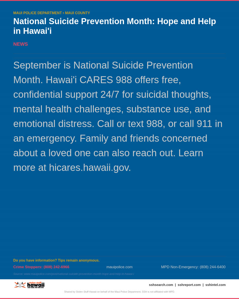 MPD OFFICIAL - Maui County | SSH Search