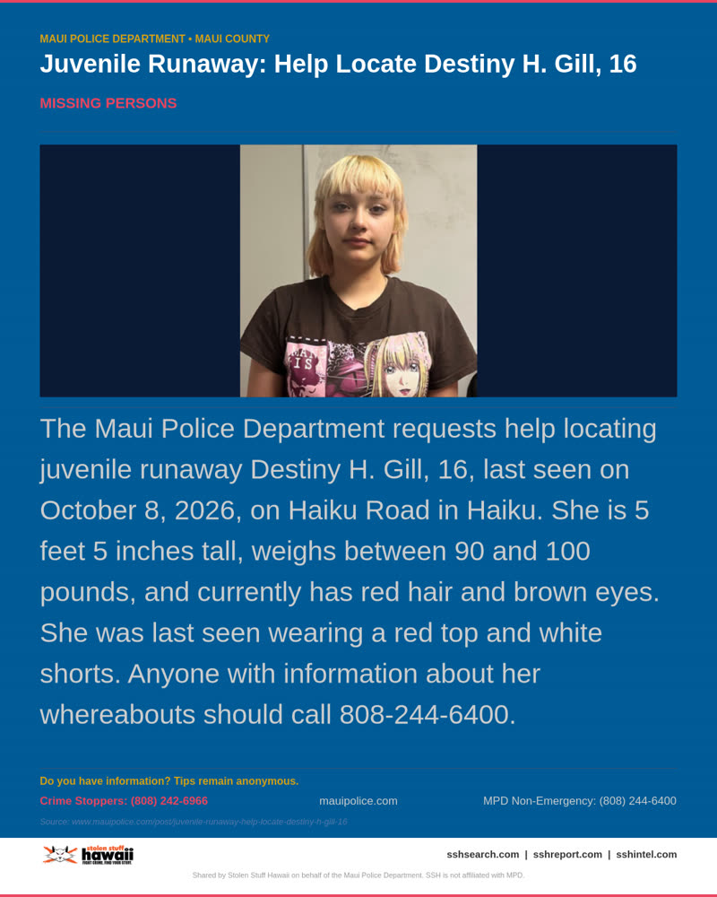 MPD OFFICIAL - Maui County | SSH Search