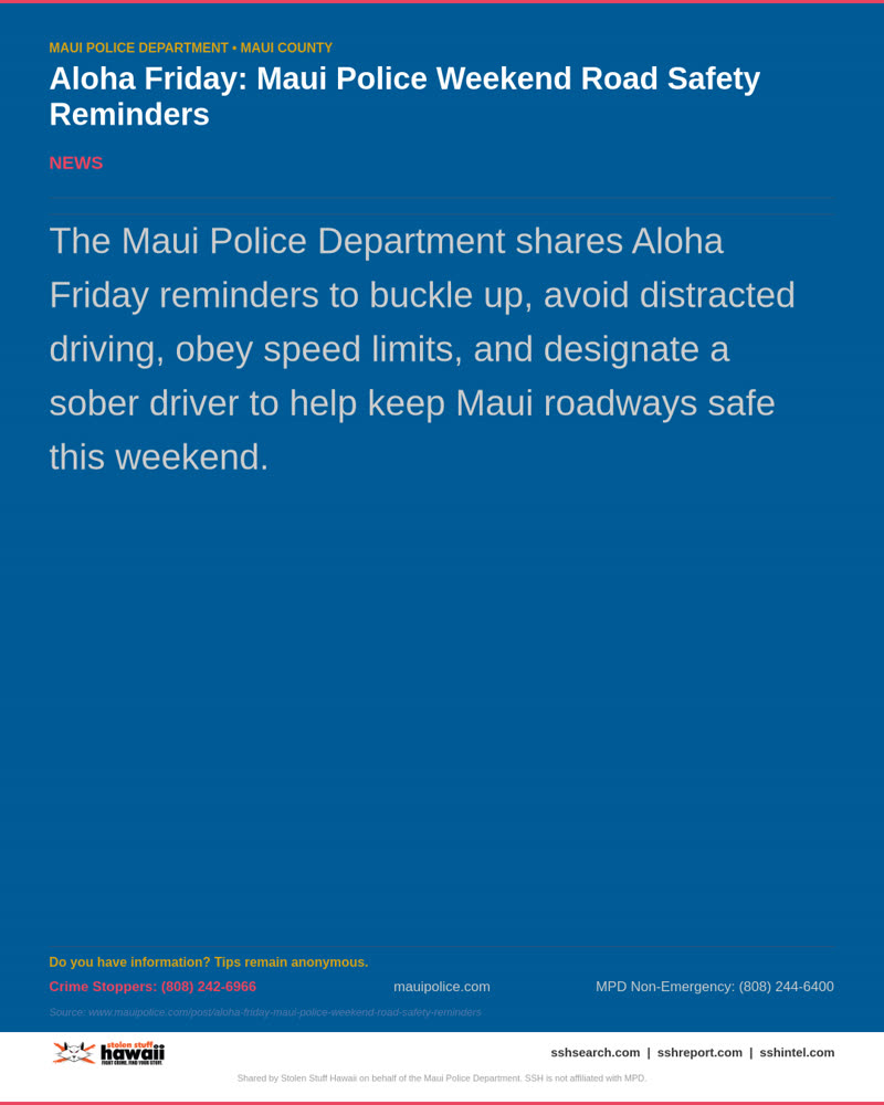 MPD OFFICIAL - Maui County | SSH Search