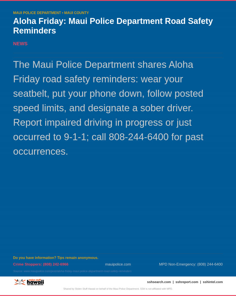 MPD OFFICIAL - Maui County | SSH Search