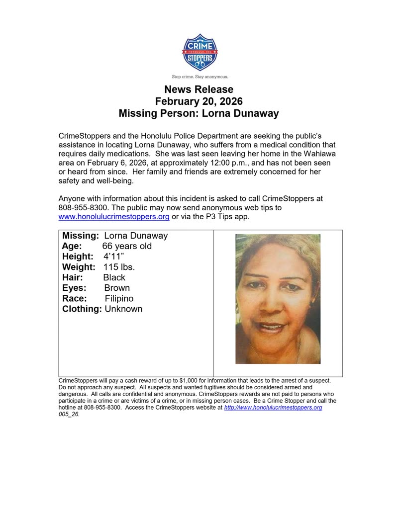MISSING PERSON - Honolulu | SSH Search