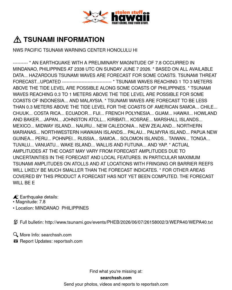 TSUNAMI INFORMATION - PHILIPPINES. | SSH Search