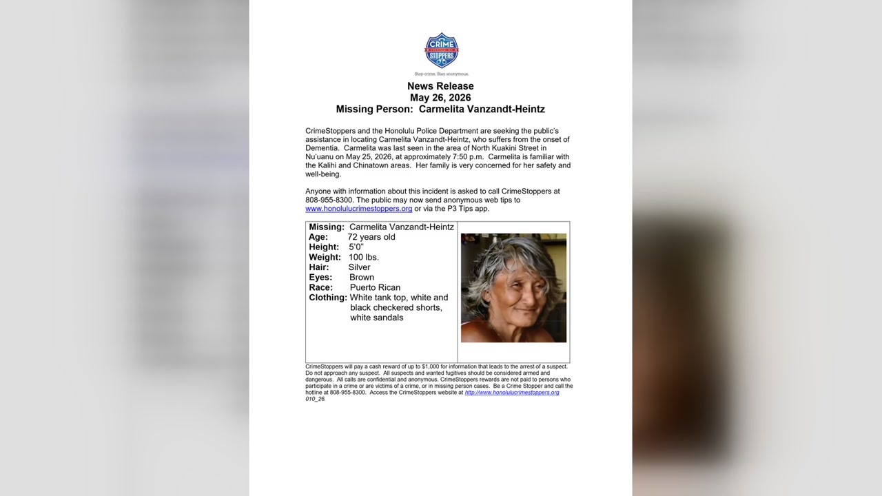 MISSING PERSON - Honolulu | Stolen Stuff Hawaii