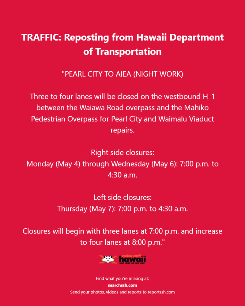 TRAFFIC - Pearl City | SSH Search