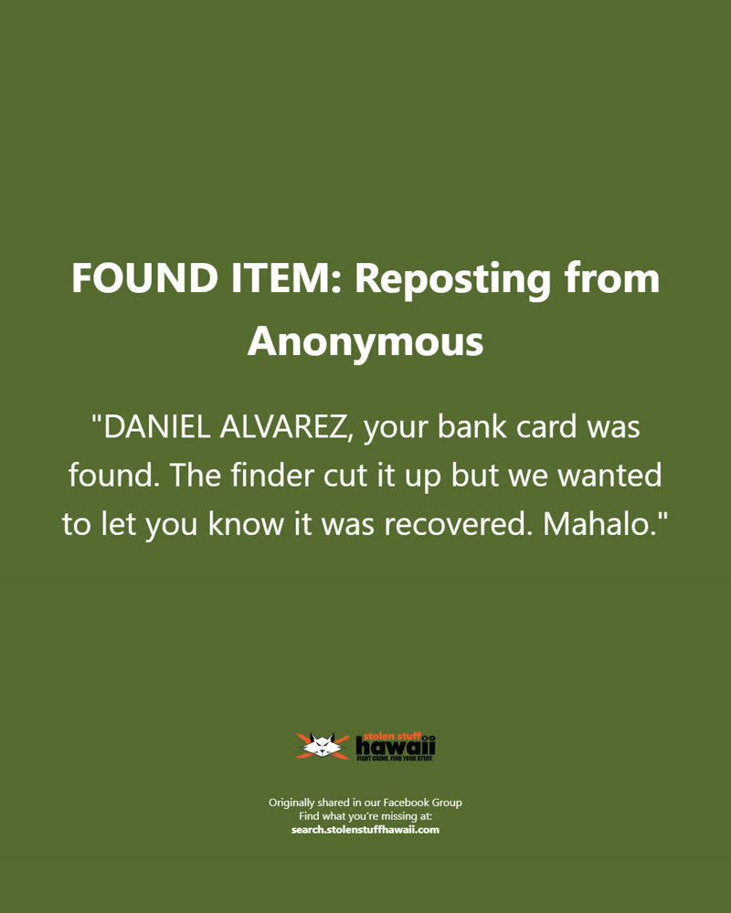 FOUND ITEM - Oahu | SSH Search