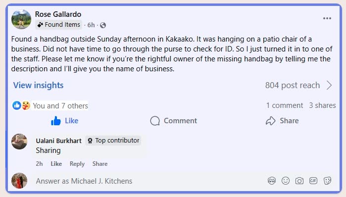 FOUND ITEM - Oahu | SSH Search