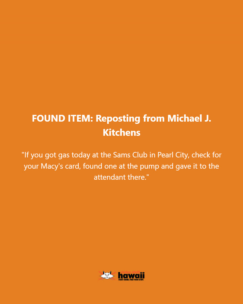 FOUND ITEM - Oahu | SSH Search