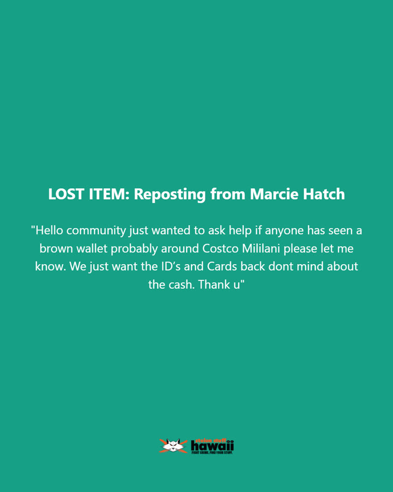 LOST ITEM - Oahu | SSH Search