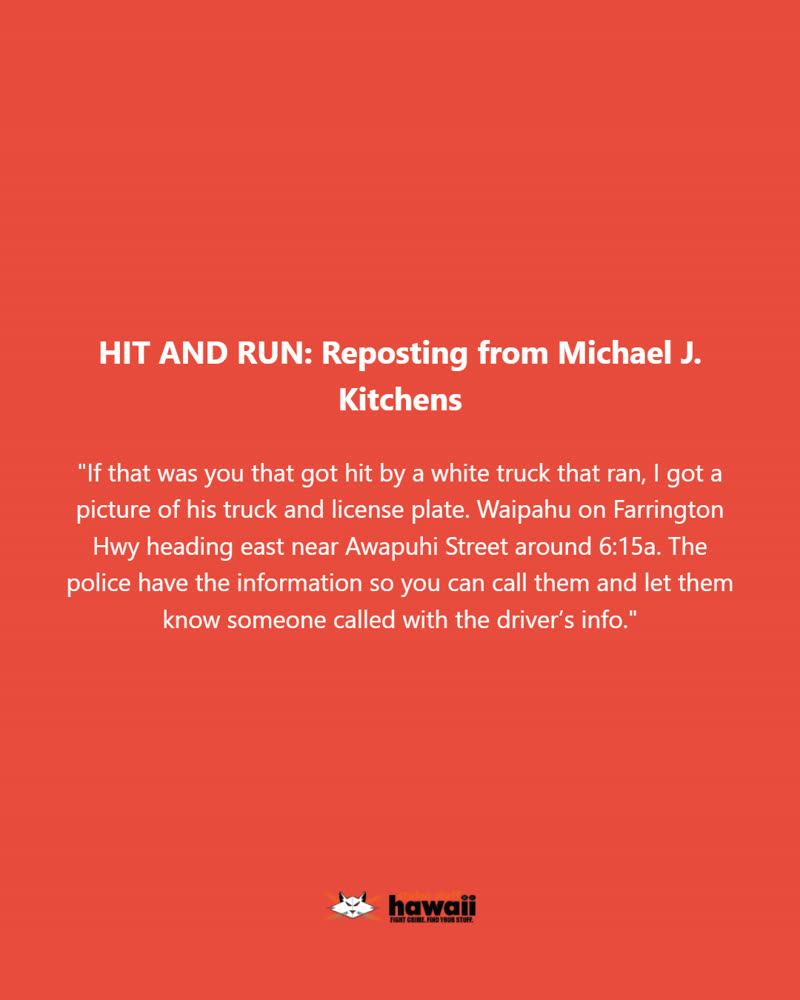 HIT AND RUN - Oahu | SSH Search