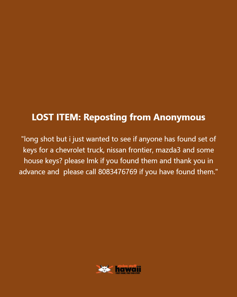 LOST ITEM - Oahu | SSH Search