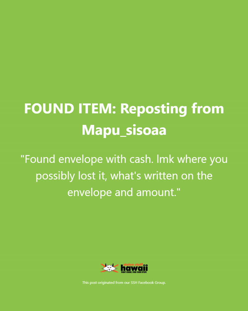 FOUND ITEM - Oahu | SSH Search