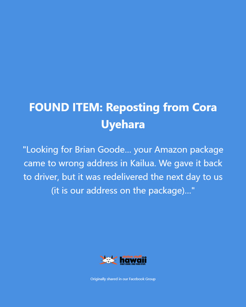 FOUND ITEM - Oahu | SSH Search