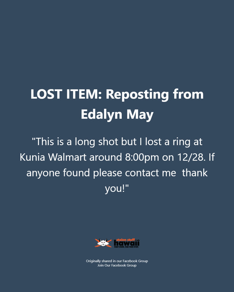 LOST ITEM - Oahu | SSH Search
