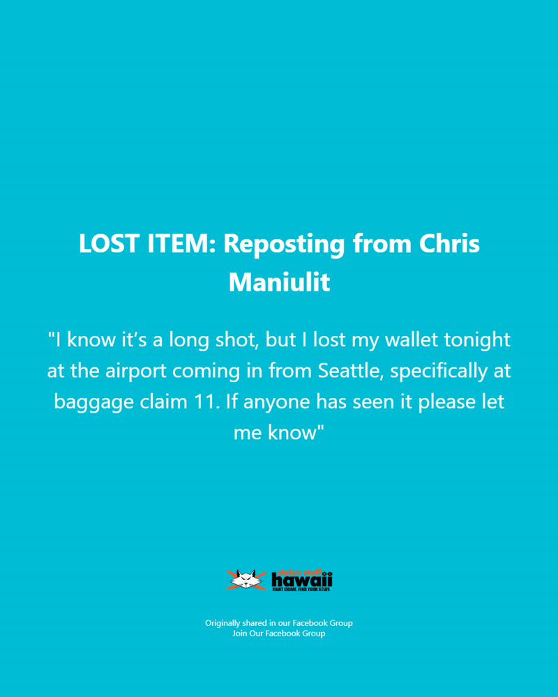 LOST ITEM - Oahu | SSH Search