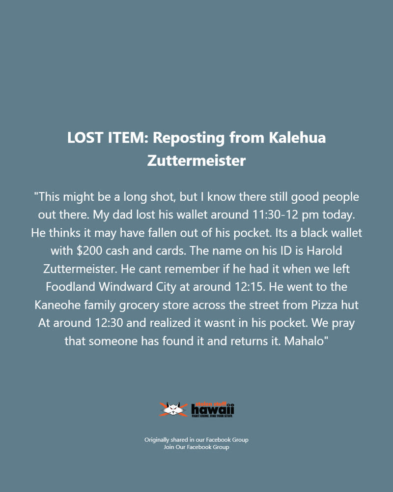 LOST ITEM - Oahu | SSH Search