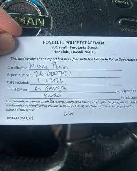MISSING PERSON - Oahu | SSH Search