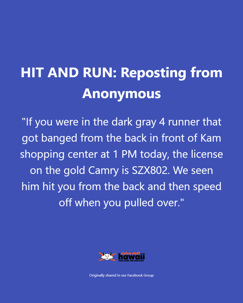 HIT AND RUN - Oahu | SSH Search