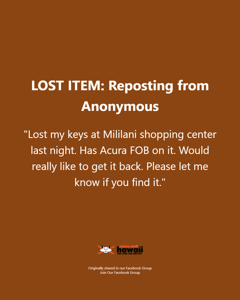 LOST ITEM - Oahu | SSH Search