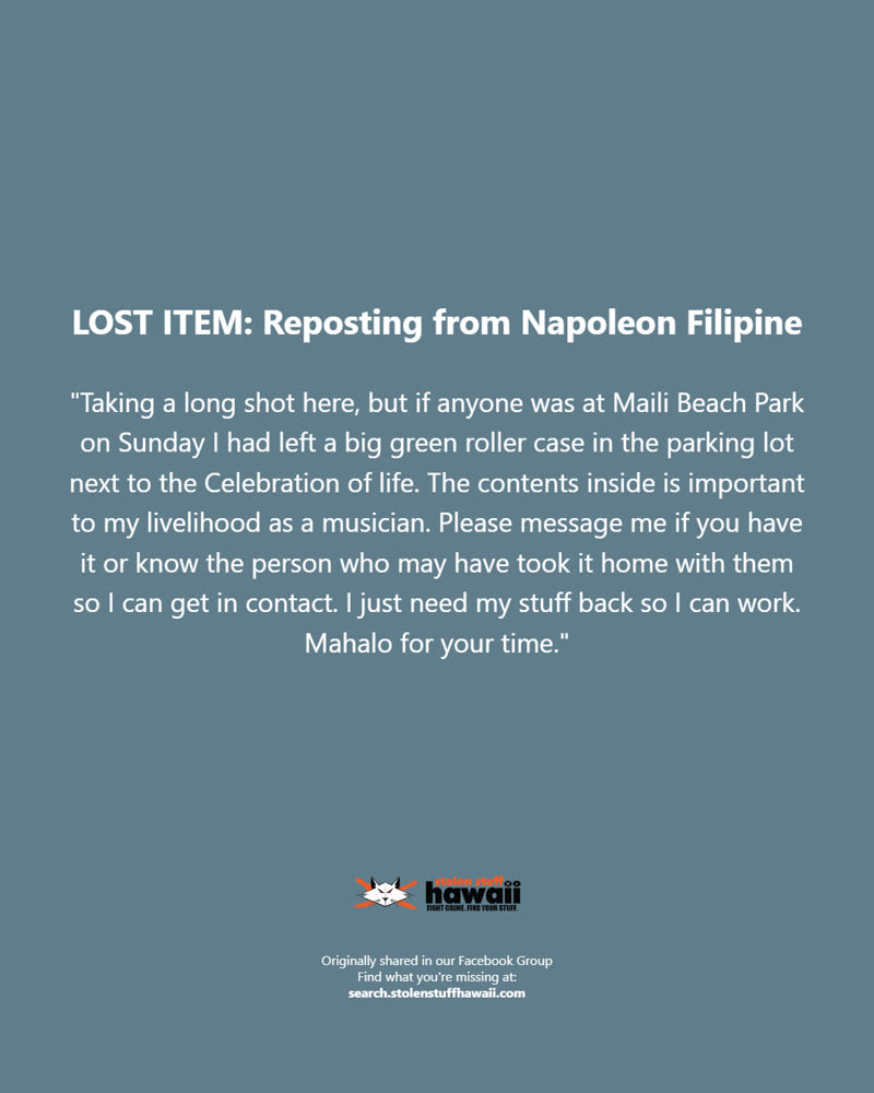 LOST ITEM - Oahu | SSH Search