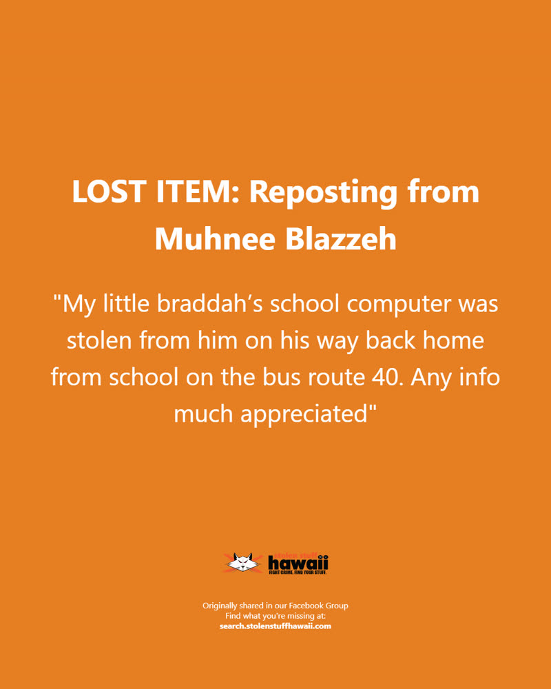 LOST ITEM - Oahu | SSH Search