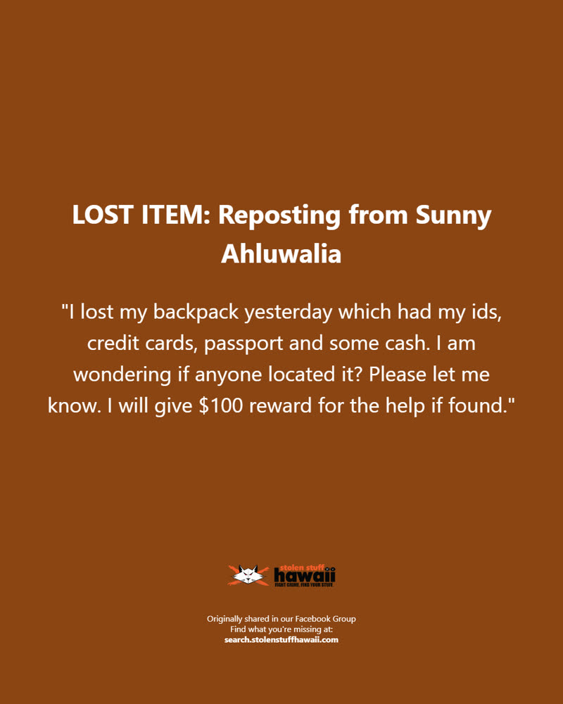 LOST ITEM - Oahu | SSH Search