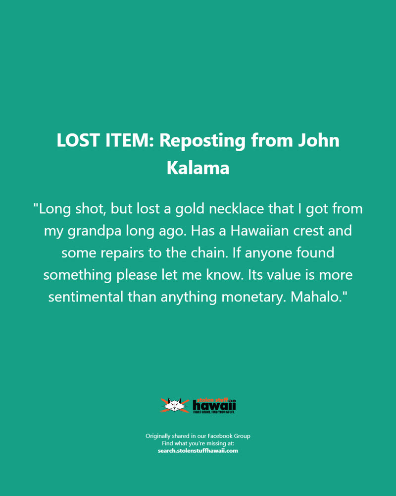 LOST ITEM - Oahu | SSH Search