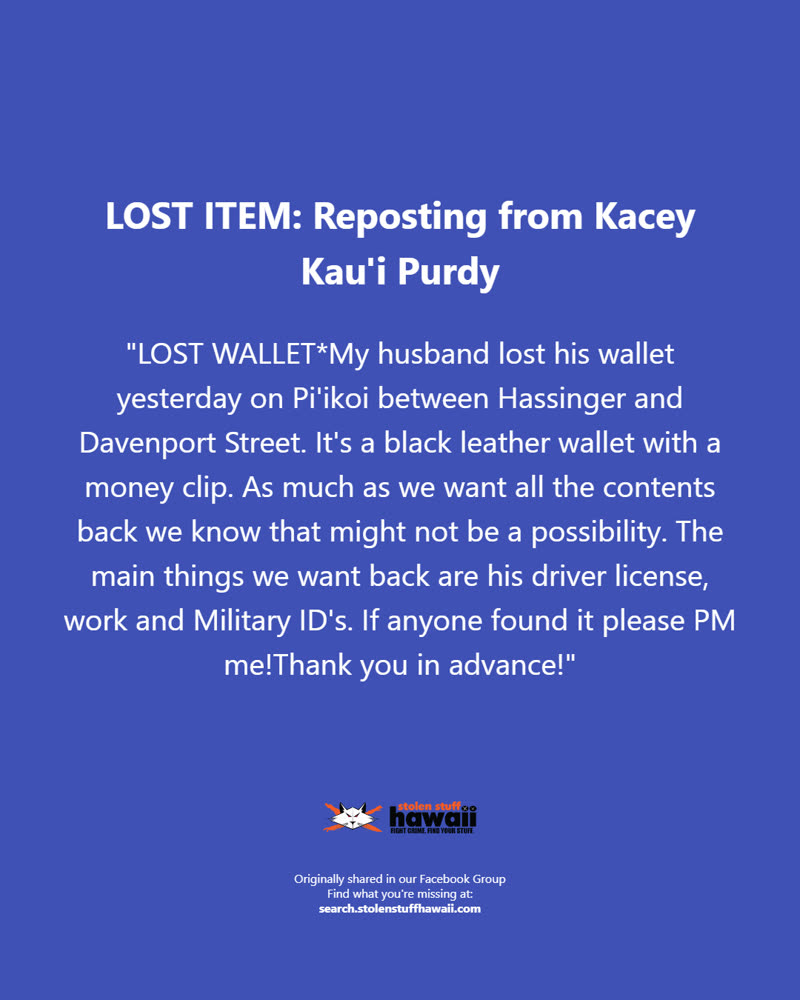LOST ITEM - Oahu | SSH Search
